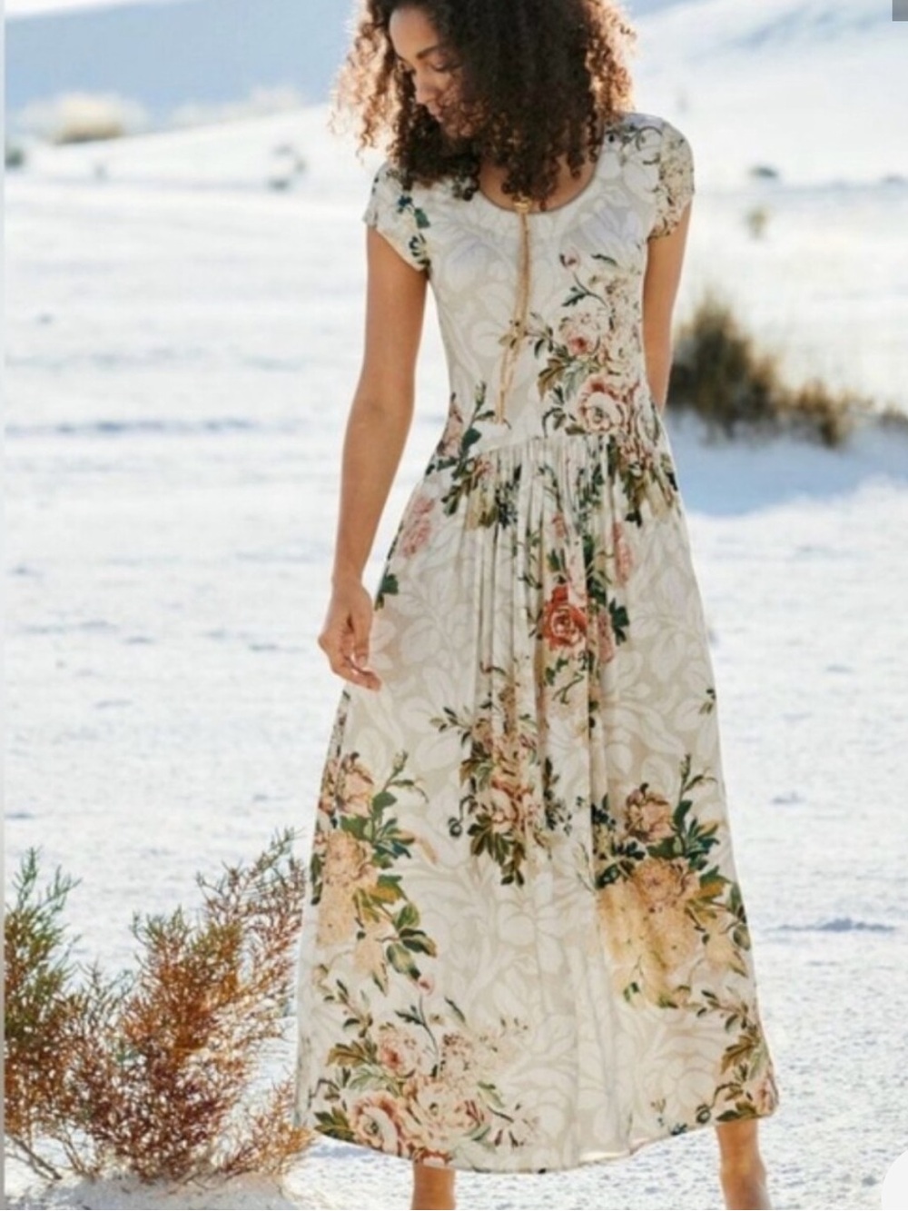 Peruvian Connection antique floral maxi dress M